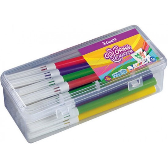 Luxor Μαρκαδόροι Ζωγραφικής Λεπτοί Σετ 24τμχ σε Πλαστική Θήκη 0.61.040